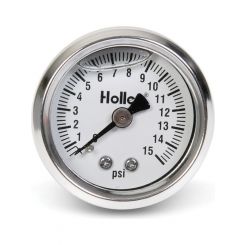 Holley Gauge Fuel Pressure 0-15 psi 1 1/2" Analog Mechanical White Face