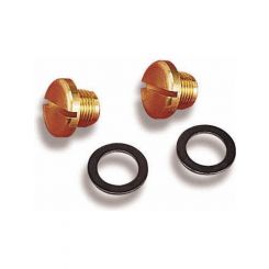 Holley Fittings, Fuel Bowl Plugs, Male Threads, Brass, Natural, Pair