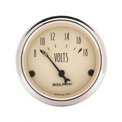 Auto Meter 2-1/16" Voltmeter, 0-120 MPH, Antique Beige
