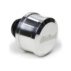 Edelbrock Valve Cover Breather Push-In Round Billet Aluminum Polished Logo