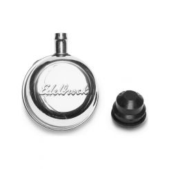 Edelbrock Valve Cover Breather Push-In Round Steel Chrome Edelbrock Logo