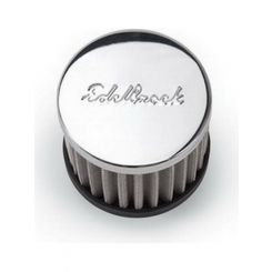 Edelbrock Valve Cover Breather PushIn Round Steel/Rubber Chrome/Black Logo