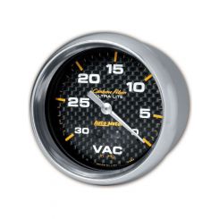 Auto Meter Gauge Carbon Fiber Vacuum 0-30" HG 2 5/8" Analog Mechanical