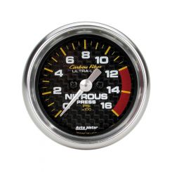 Auto Meter Gauge Carbon Fiber Nitrous Pressure 0-1600 PSI 2 1/16" Analog
