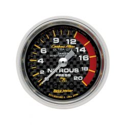 Auto Meter Gauge Carbon Fiber Nitrous Pressure 0-1600 PSI 2 1/16" Analog