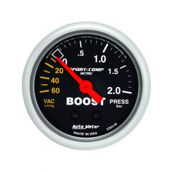 Auto Meter Gauge Sport-Comp Boost/Vacuum 60 Cm HG/20 Kg/Cm2 2 1/16" Ana