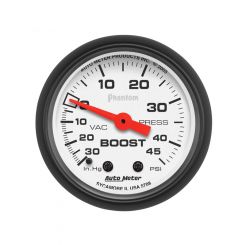 Auto Meter Gauge Phantom Boost/Vacuum 30" HG/45 PSI 2 1/16" Analog Mechan