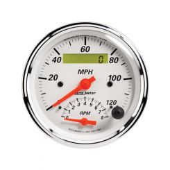 Auto Meter Combo Gauge Speedo Tacho Arctic White Analog 3 3/8" 120 MPH 8k