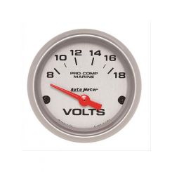 Auto Meter Gauge Voltmeter 2 1/16" 18V Electric Marine Silver