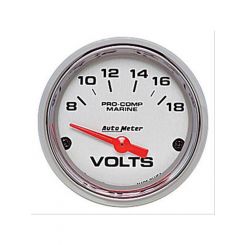 Auto Meter Gauge Voltmeter 2 1/16" 18V Electric Marine Chrome