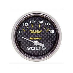 Auto Meter Gauge Voltmeter 2 1/16" 18V Electric Marine Carbon Fiber