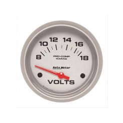 Auto Meter Gauge Voltmeter 2 5/8" 18V Electric Marine Silver