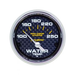 Auto Meter Gauge Water Temp 2 1/16" 100-250f Electric Marine Carbon