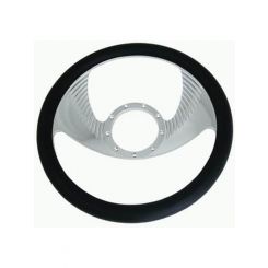 RPC 14" Wings Style, Alloy Steering Wheel, (Chrome), With Leather, Grip