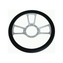RPC 14" T Style Alloy, Steering Wheel (Chrome), With Leather Grip (Horn