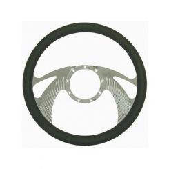 RPC 14" Boomerang, Alloy Steering Wheel, (Chrome), With Leather, Grip (