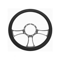RPC 14" Trinity Alloy, Steering Wheel (Chrome), With Leather Grip (Horn