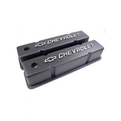 RPC Black S/B Valve Covers, With Bowtie " Chev, Raised Logo, Height Of,