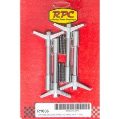 RPC Chrome Deluxe Style Valve, Cover Wing Nut, 4" High, 1/4&Qout;-20 X,