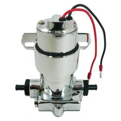 RPC Chrome Electric Fuel Pump, 529LPH-9PSI, 3/8", Inlet/Outlet, Fits,