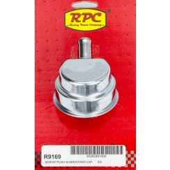 RPC Chrome Steel Mopar Style, Push-In Breather With Tube, 1" Neck (Tube