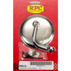 RPC Chrome Steel Peep Mirror, With Short Arm 4" Dia, Fits Both Driver &