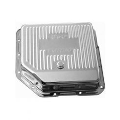 RPC Chrome Steel Transmission, Pan For GM Turbo 350, Finned, Drain Pug