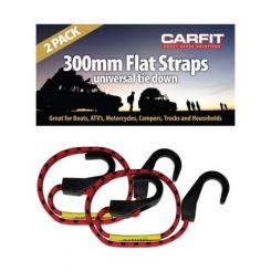 Carfit Heavy Duty Flat Strap 300mm Stretch Cord w/ HD Hook Set of 2