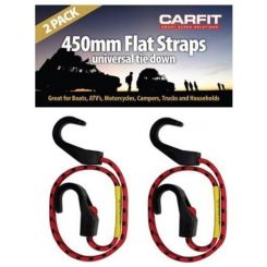 Carfit Heavy Duty Flat Strap 450mm Stretch Cord w/ HD Hook Set of 2