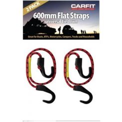 Carfit Heavy Duty Flat Strap 600mm Stretch Cord w/ HD Hook Set of 2