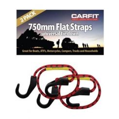 Carfit Heavy Duty Flat Strap 750mm Stretch Cord w/ HD Hook Set of 2