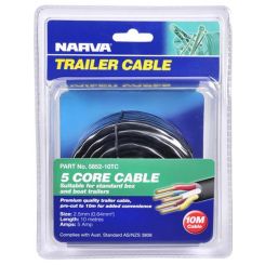 Narva 5A 2.5mm 5 Core Trailer Cable 10M R, G, Y, W & Brown