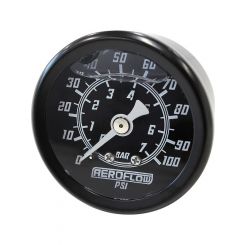 Aeroflow 1-1/2" 0-100 Psi Liq Fil Gauge Black Face White Pointer