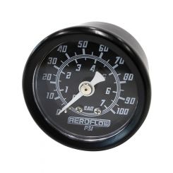 Aeroflow 1-1/2" 0-100 Psi Press Gauge Black Face White Pointer