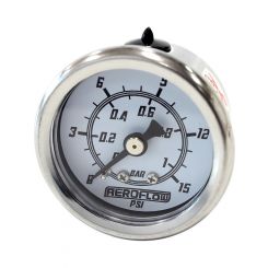 Aeroflow 1-1/2" 0-15 Psi Pressure Gauge White Face Black Pointer
