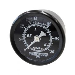 Aeroflow 1-1/2" 0-30 Psi Liq Fill Gauge Black Face White Pointer