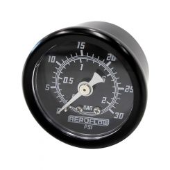Aeroflow 1-1/2" 0-30 Psi Press Gauge Black Face White Pointer