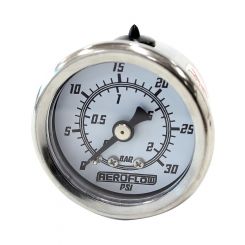 Aeroflow Pressure Gauge 1-1/2In 30 Psi White Black 1/8In NPT Thread
