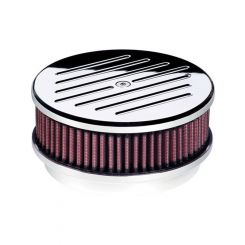 Billet Specialties Billet A/Cleaner Round 6-3/8 Ribbed Polished W/Kn El