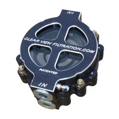 Clear View Filtration 6" Dry Sump Oil Filter 115 Mic -16 Ports / Bl (101-115-B)