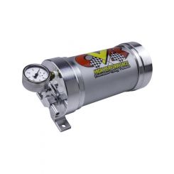 CVR Vacuum Reservoir 4.670 in OD x 9.050 in Tall Check Valve Gauge Alu