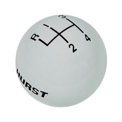 Hurst Shifter Knob 3/8-16 in Thread Hurst Logo Composite White 4 Spee