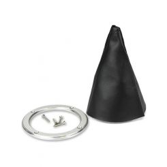 Lokar Round Shifter Boot Black Polished Aluminum Trim Ring