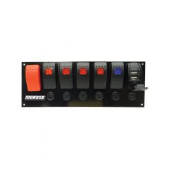 Moroso Switch Panel W/ Usb & Breakers Start, 5 X Switches, 2 X Usb