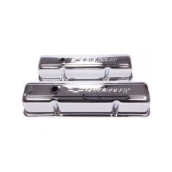 Proform Engine Valve Covers Stamped Steel Tall Chrome with Bowtie Logo