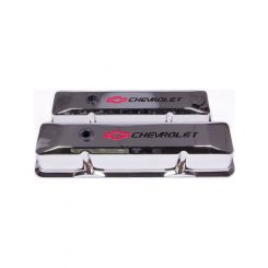 Proform Engine Valve Covers Tall Style Die Cast Chrome with Bowtie Logo 