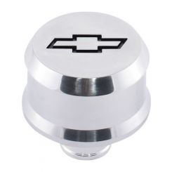 Proform Chevy Bowtie Polish Slant Edge Alum Breather Cap Black Emblem