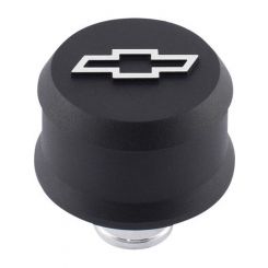 Proform Chevy Bowtie Black Slant Edge Alum Breath Cap Raised Emblem