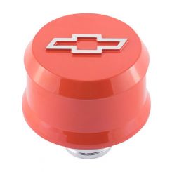 Proform Chevy Bowtie Orange Slant Edge Alum Breath Cap Raised Emblem
