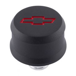Proform Chevy Bowtie Black Slant Edge Alum Breath Cap Red Recessed